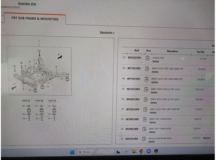Recambio de puente delantero para ssangyong rodius i 2.7 xdi referencia OEM IAM 665926 4