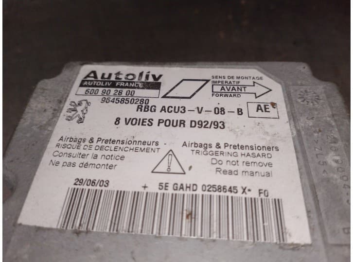 Recambio de centralita airbag para peugeot 406 (8b) 1.8 16v referencia OEM IAM 9645850280 5