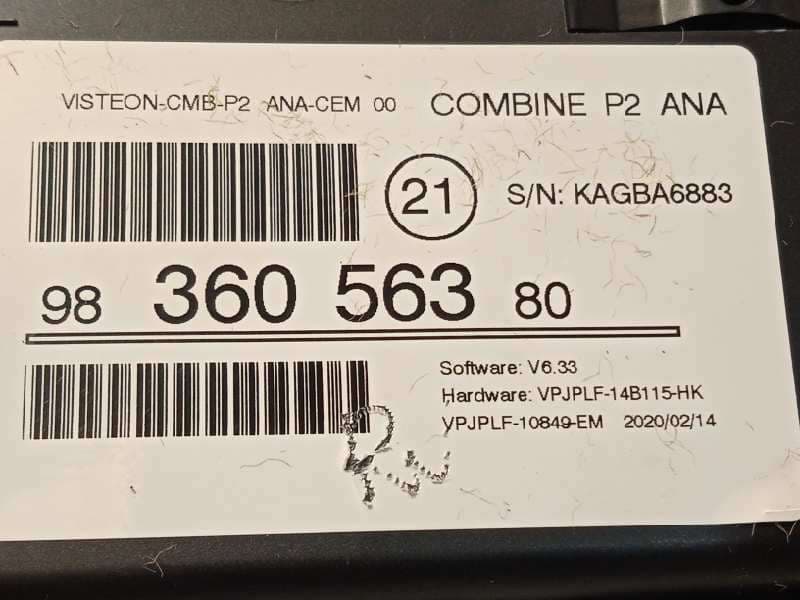 Recambio de cuadro instrumentos para peugeot 208 (p2) active referencia OEM IAM 9836056380 6
