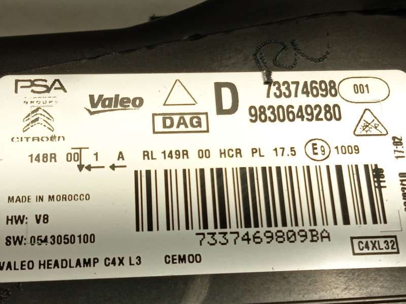 Recambio de faro derecho para citroën c4 iii 1.2 referencia OEM IAM 9830649280  73374698 6