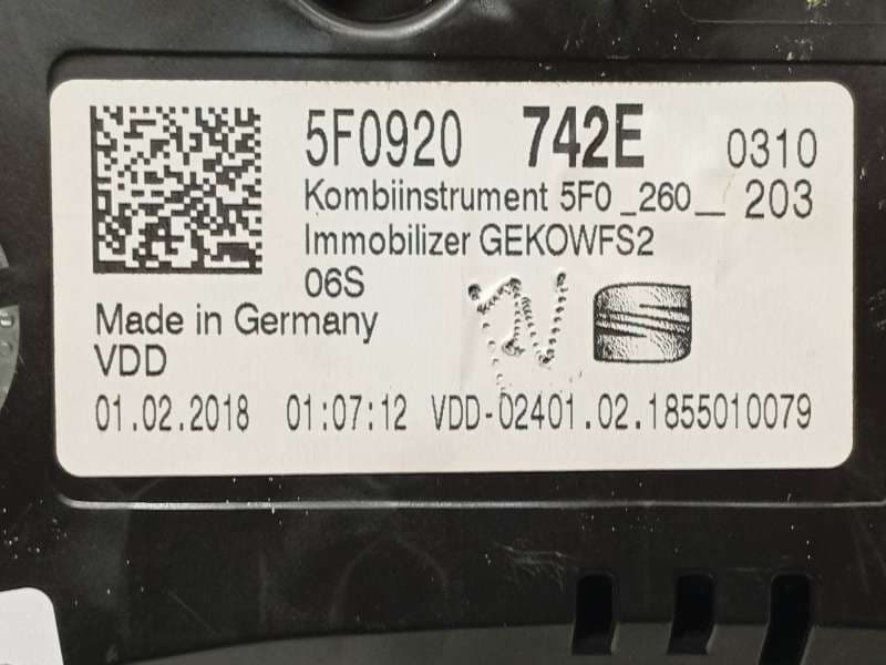 Recambio de cuadro instrumentos para seat leon (5f1) 1.4 tgi referencia OEM IAM 5F0920742E - Blanco 6