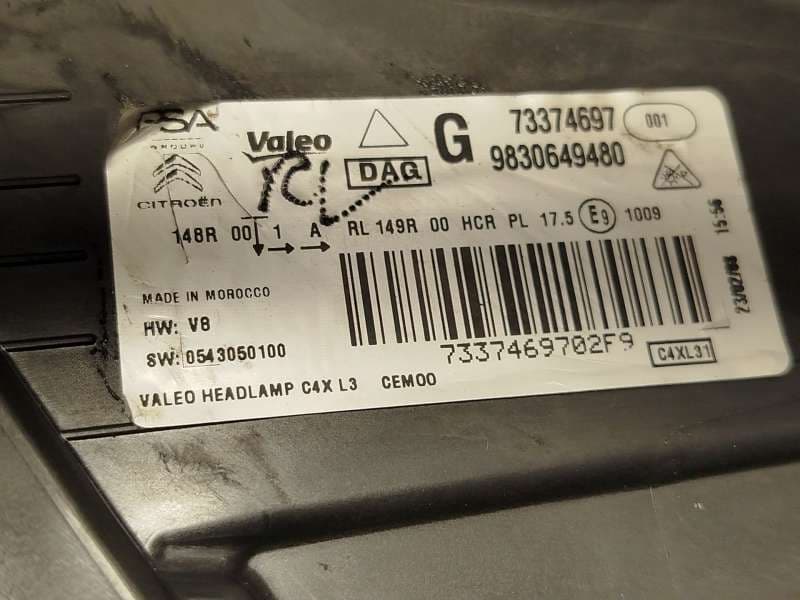 Recambio de faro izquierdo para citroën c4 iii 1.2 referencia OEM IAM 9830649480  73374697 8
