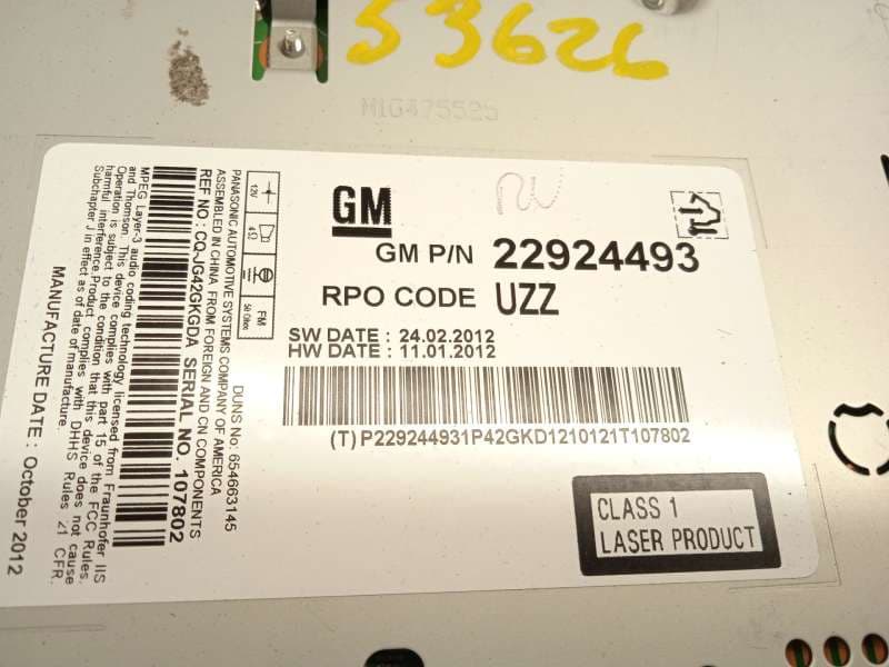 Recambio de sistema audio / radio cd para chevrolet orlando lt referencia OEM IAM 22924493 - Negro 4