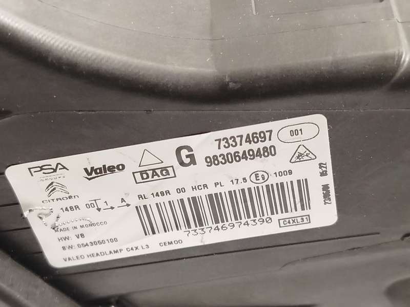 Recambio de faro izquierdo para citroën c4 iii 1.2 referencia OEM IAM 9830649480  73374697 6