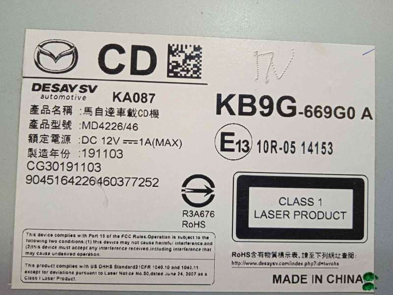 Recambio de sistema audio / radio cd para mazda cx-5 2.0 cat referencia OEM IAM KB9G669G0A - Blanco 5