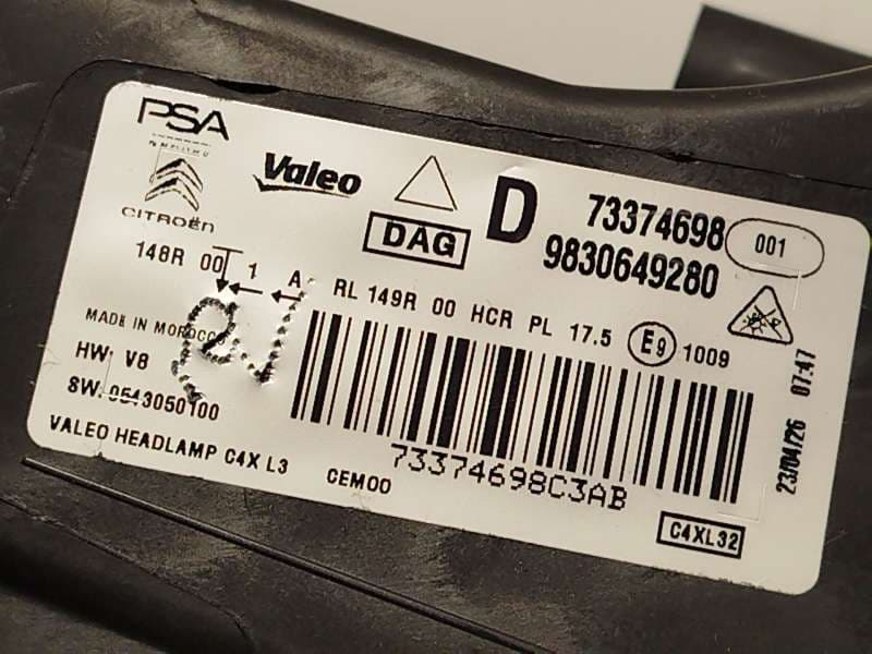 Recambio de faro derecho para citroën c4 iii 1.2 referencia OEM IAM 9830649280  73374698 8