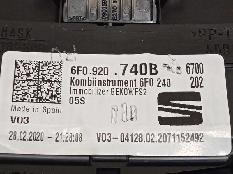 Recambio de cuadro instrumentos para seat ibiza (kj1) style referencia OEM IAM 6F0920740B - Blanco 6