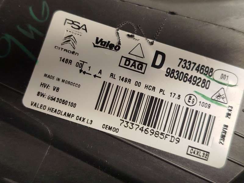 Recambio de faro derecho para citroën c4 iii 1.2 referencia OEM IAM 9830649280  73374698 5