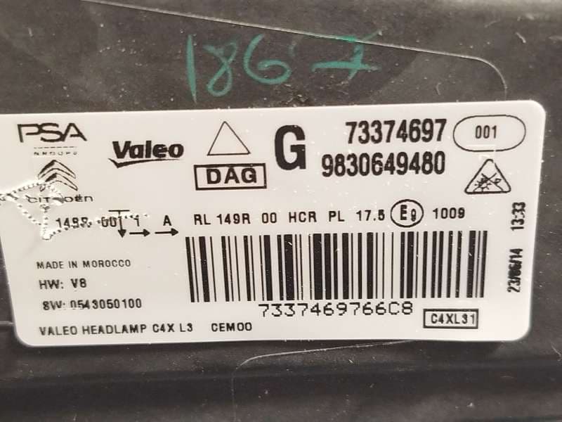 Recambio de faro izquierdo para citroën c4 iii 1.2 referencia OEM IAM 9830649480  73374697 6