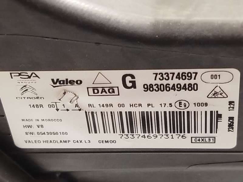 Recambio de faro izquierdo para citroën c4 iii 1.2 referencia OEM IAM 9830649480  73374697 6