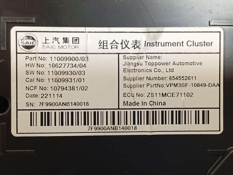Recambio de cuadro instrumentos para mg zs suv (azs1) 1.5 vti referencia OEM IAM 11009900 - Negro 5