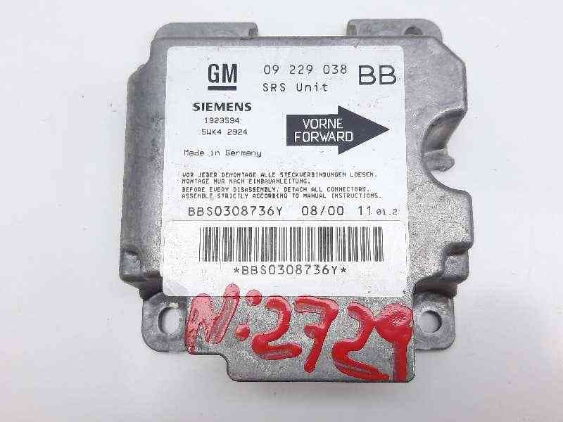 Recambio de centralita airbag para opel combo (corsa b) 1.4 cat (2h6) referencia OEM IAM 09229038
