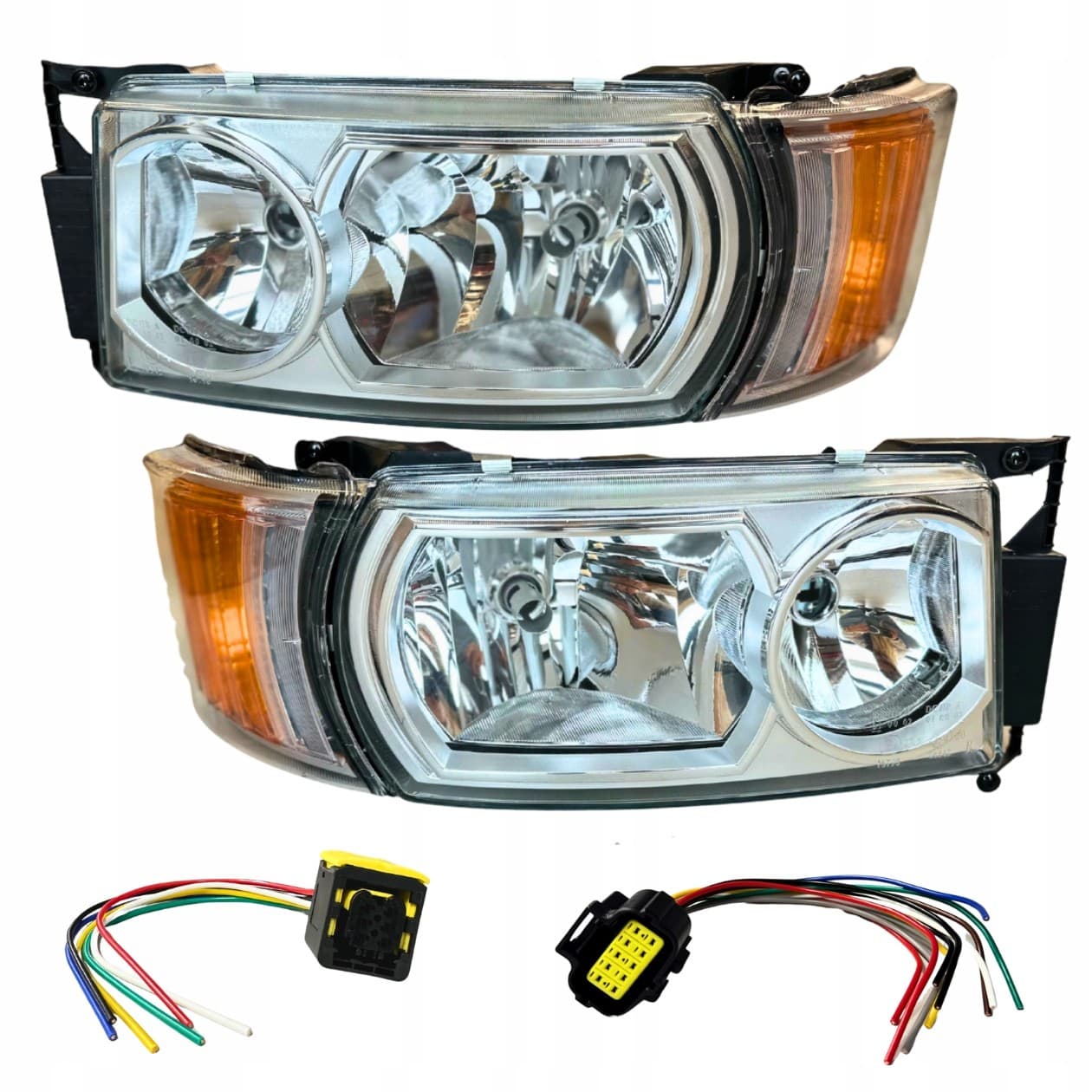 Juego de Faros Scania 4R H7 Izquierdo y Derecho con Arnés y Conectores nuevo