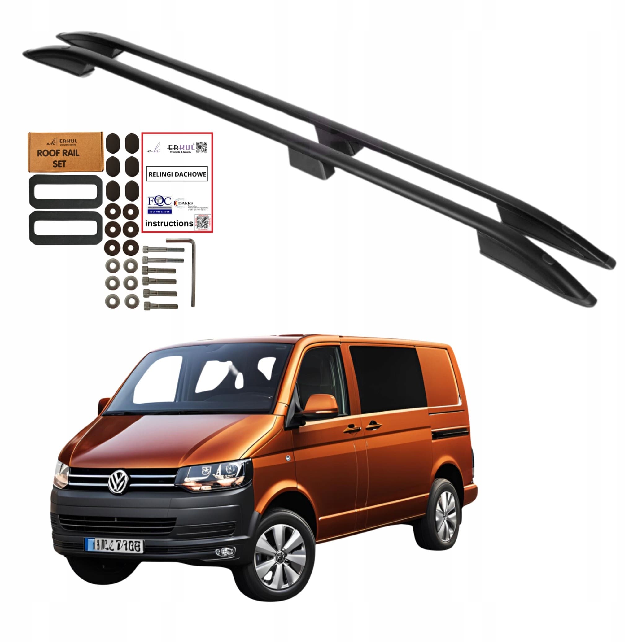 Barras de Techo Negras para Volkswagen Transporter Caravelle T5 T6 Techo Corto nuevo