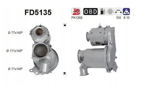 Filtro de partículas FD5135 para sistema de escape usado