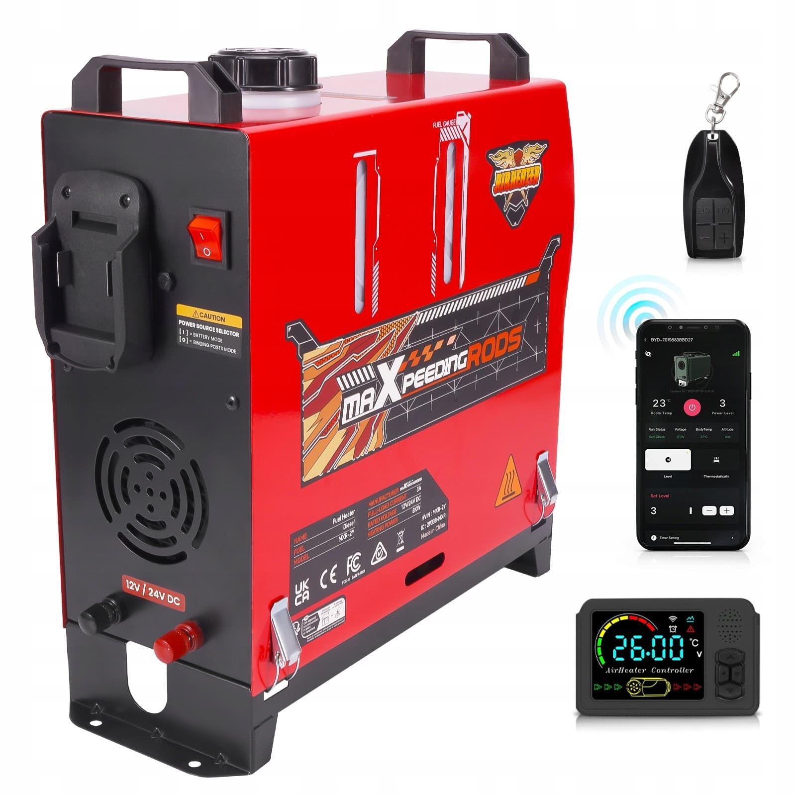 Calefactor Diésel Estacionario 8KW con Pantalla Lcd y Control Bluetooth 12/24V nuevo