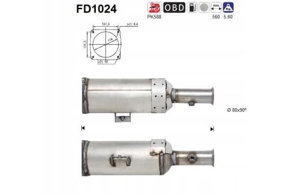 Filtro de partículas DPF AS FD1024 para Citroën Jumpy II 2.0 HDI Euro 4 usado
