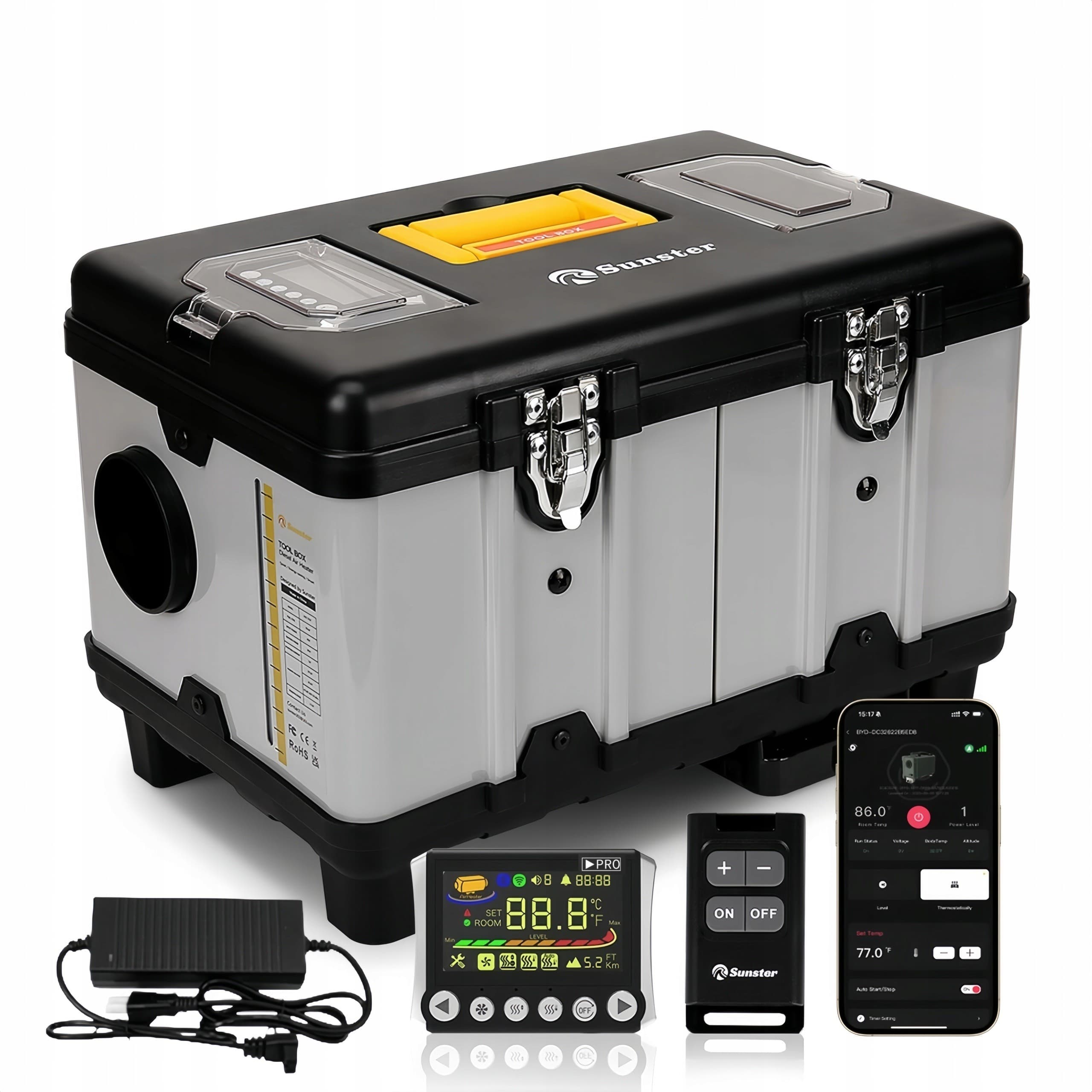 Calefactor estacionario Sunster 8kW 12/24V/230V con Bluetooth y ventilación nuevo