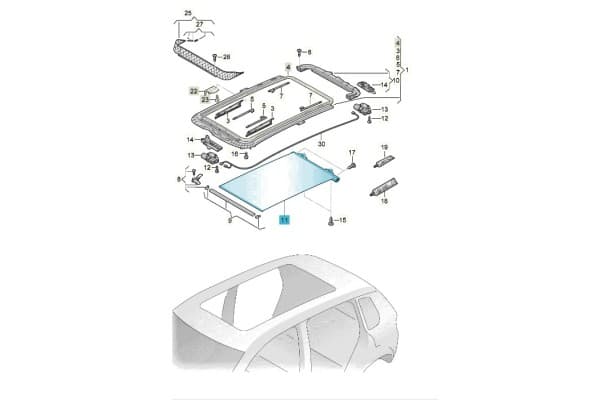 Volkswagen Sharan 7N MK2 Cortina Solar para Techo Solar 1K9877307D6Z0 Original nuevo