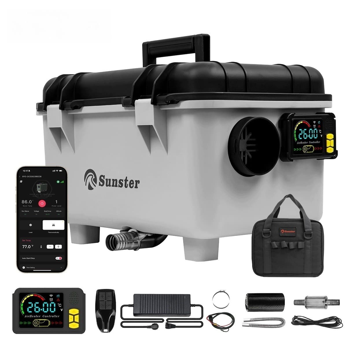 Calefactor de estacionamiento 8KW 12/24V 230V con ventilación y arranque/parada BT usado