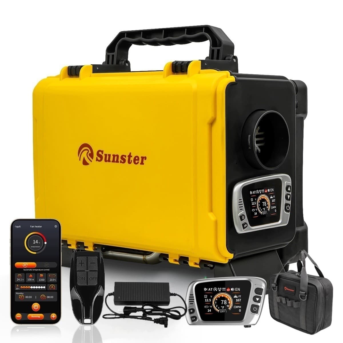 Calefactor de aceite Webasto 8KW 230V/12V con ventilador y pantalla Lcd BT Start/Stop nuevo