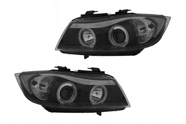 Faros delanteros negros BMW Serie 3 E90 E91 2005-2008 Sonar H7/H1 con LED Angel Eyes usado