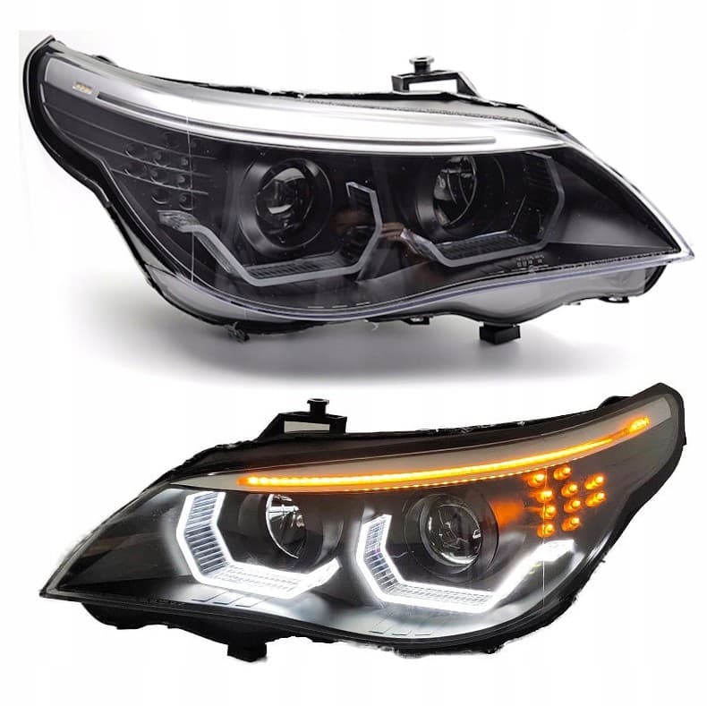 Faros delanteros Angel Eyes BMW E60 E61 03-07 Negro nuevo