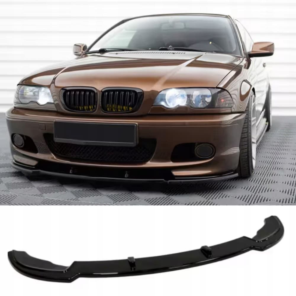 Labio delantero para parachoques BMW E46 M Sport 99-03 en negro piano ABS plástico nuevo