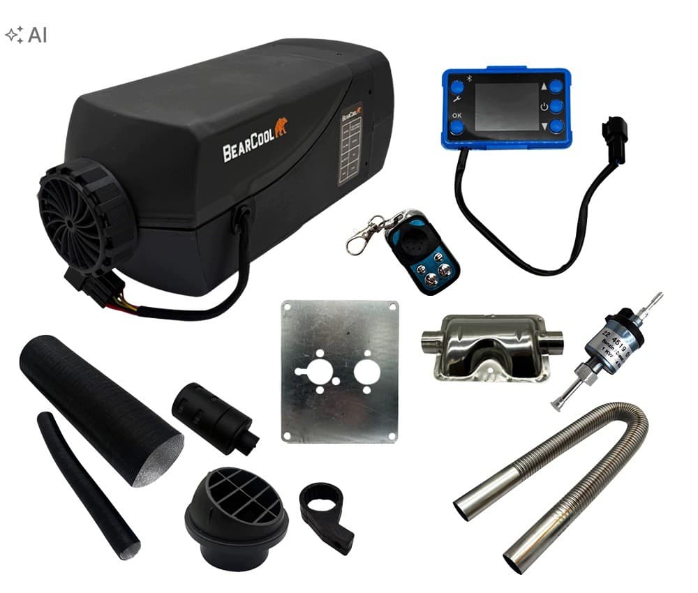 Calefactor diésel BearCool 2kW 24V para estacionamiento - Kit con mando a distancia Bluetooth nuevo