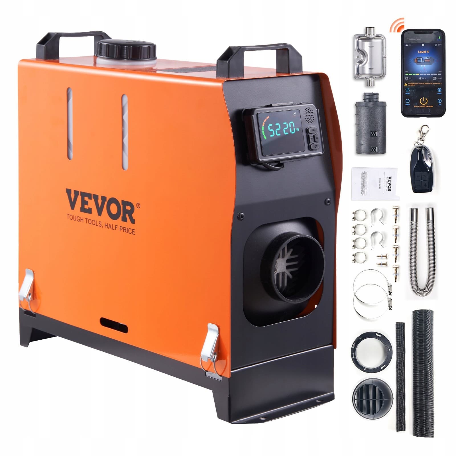Calefactor de Aire Vevor 12V 8KW con Pantalla Lcd y Bluetooth nuevo