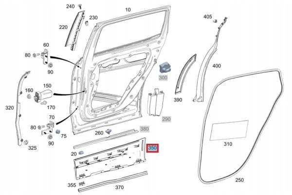 Moldura Protectora de Puerta Trasera Derecha Mercedes-Benz Glb X247 A2477305603 nuevo