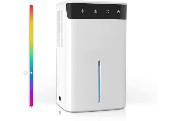 Deshumidificador para 30 m² con depósito de 2,6 L y 7 colores Rgb, modo silencioso usado