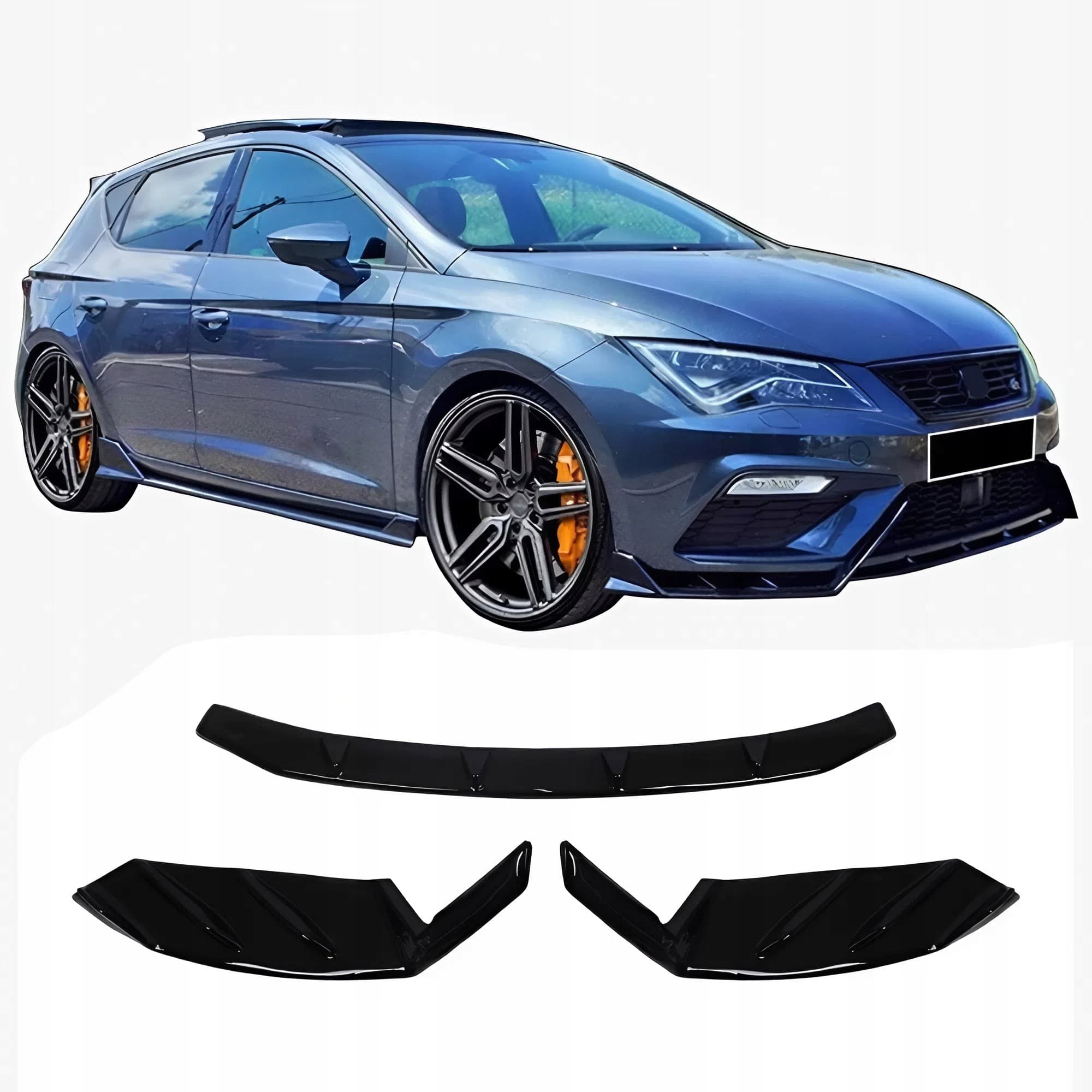 Para Seat León MK3 FL 2017 Labio Delantero Race Cup V1 Lenz Design Negro Brillante nuevo