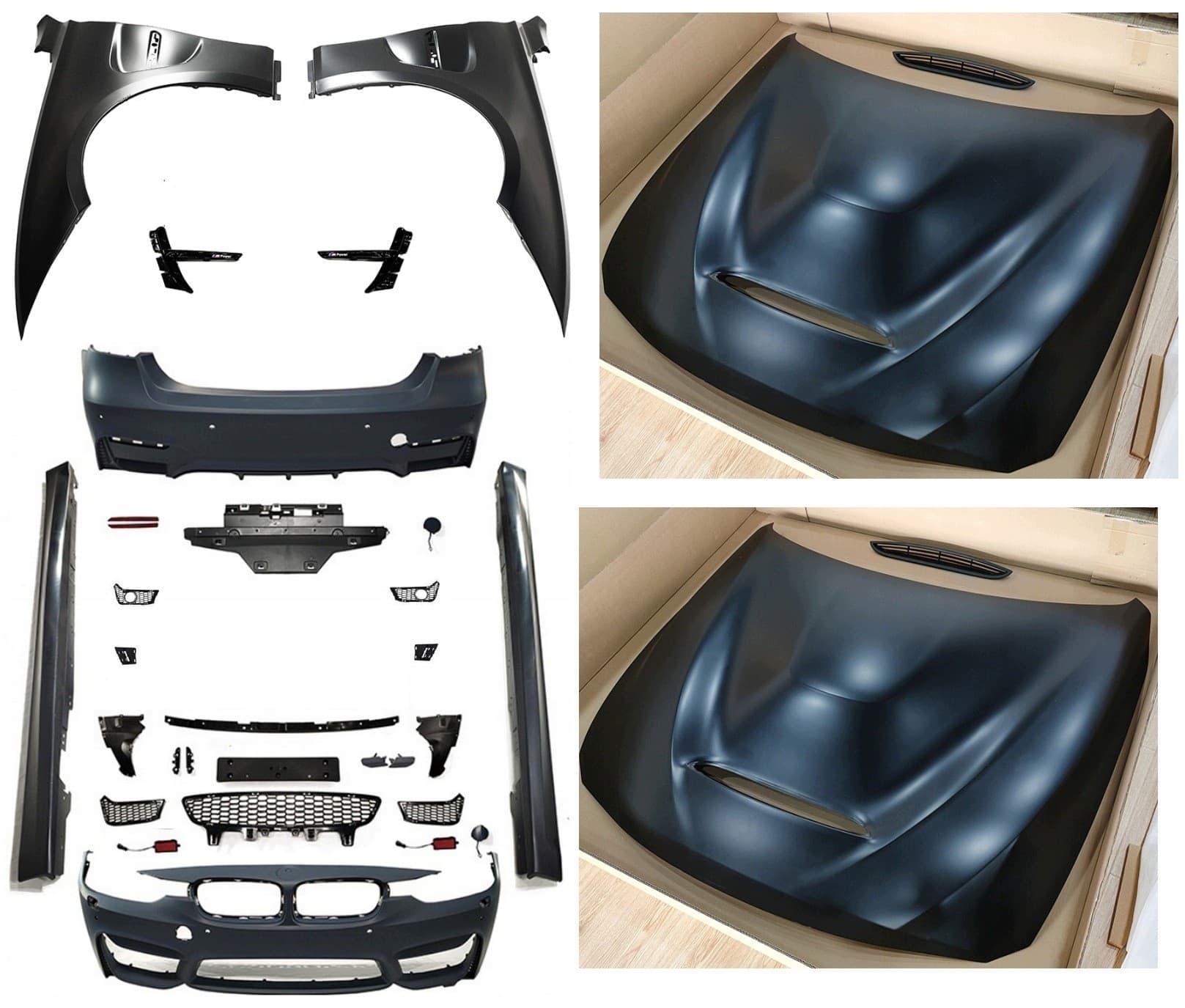Kit de carrocería BMW F30 Serie 3 (2011-2018) estilo M3 - Incluye capó estilo F80, guardabarros, faldones laterales y parachoque nuevo