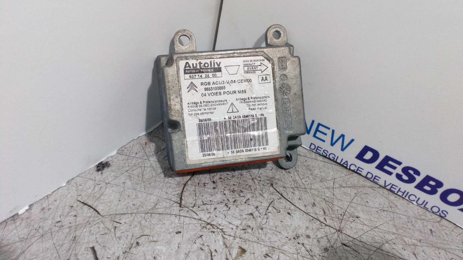 Recambio de CENTRALITA AIRBAG para CITROEN BERLINGO WJYDW8B referencia OEM IAM 607142800 - BLANCO