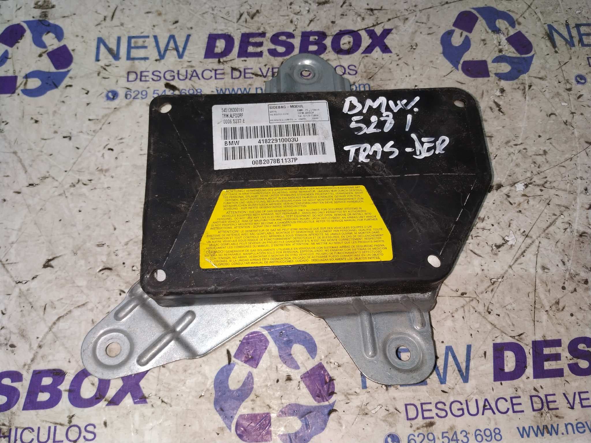 Recambio de AIRBAG LATERAL TRASERO DERECHO para BMW SERIE 5 BERLINA (E39) referencia OEM IAM 41822910003U