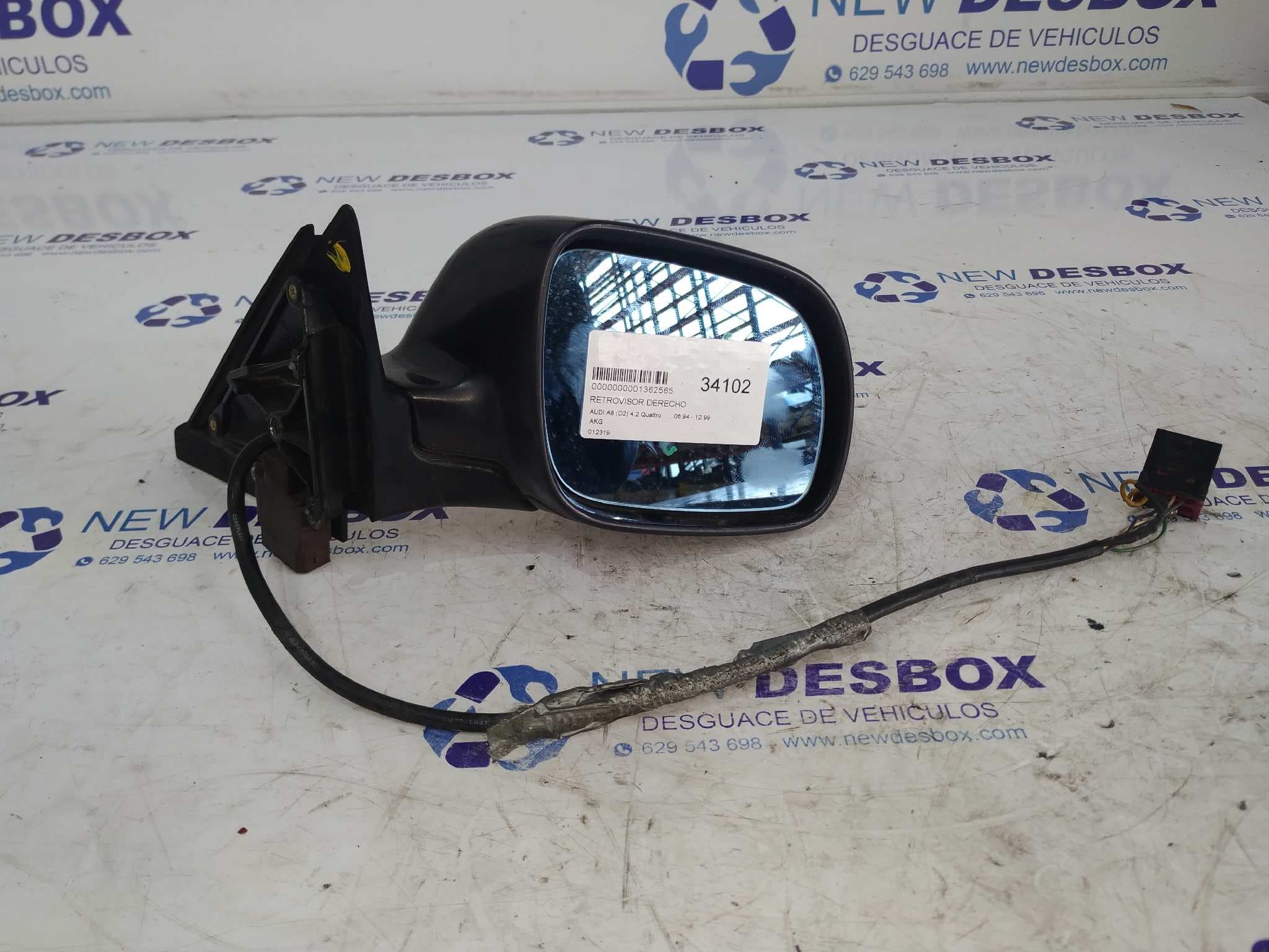 Recambio de RETROVISOR DERECHO para AUDI A8 (D2) 4.2 Quattro ABZ referencia OEM IAM 012319 - NEGRO